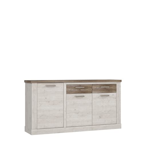 möbelando Sideboard Duro aus Holzwerkstoff in Pinia Weiss kombiniert mit Eiche Antik mit 2 Schubladen und 3 Türen. Abmessungen (BxHxT) 173,9x90,3x41,3 cm von möbelando