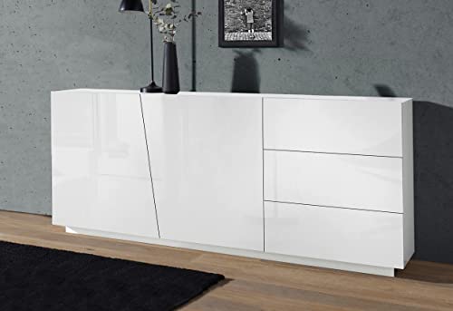 möbelando Sideboard Kommode Beistellschrank Anrichte Highboard Schrank Viterbo III Weiß Hochglanz von möbelando