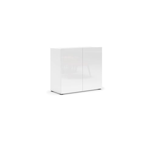 möbelando Sideboard >Mister< in Weiss, Lack Hochglanz - 90x80x38cm (BxHxT) von möbelando