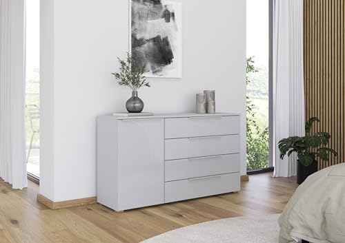 möbelando Sideboard >Modesty< in Glas seidengrau/seidengrau 140x81x42cm (BxHxT) von möbelando