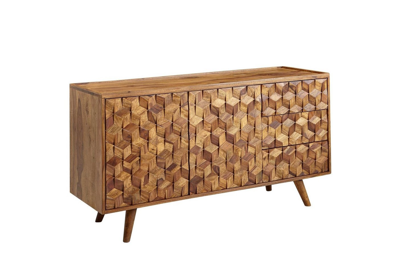 möbelando Sideboard Purnia (B/H/T: 138x59x45 cm), aus Korpus: Sheesham Massivholz von möbelando