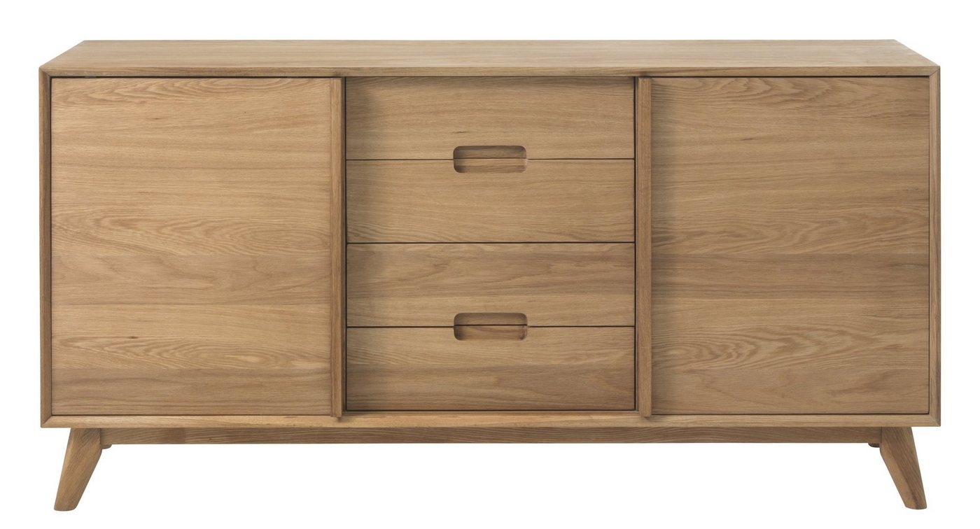 möbelando Sideboard RHO (B/H/T: 160x80x45 cm), aus Eiche Furniert Natur Lackiert in Eiche Furniert Natur Lackiert von möbelando