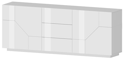 möbelando Sideboard >Ragusa< in weiß Hochglanz, Holzwerkstoff - 220x86x43cm (BxHxT) von möbelando
