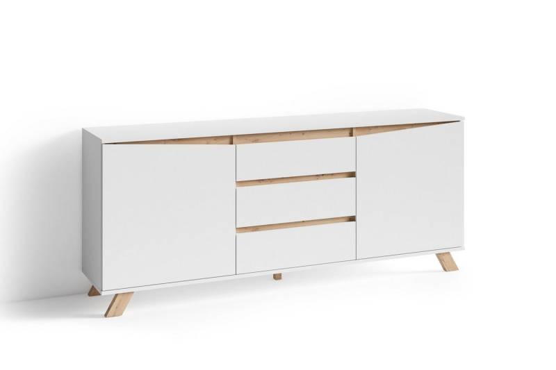 möbelando Sideboard VALENTIN (BxHxT: 180x80x38 cm), in weiß mit 3 Schubladen und 2 Türen von möbelando