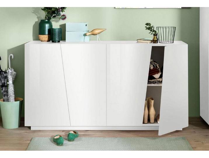 möbelando Sideboard Viterbo, 160 x 86 x 43 cm (B/H/T), Weiß-Hochglanz von möbelando