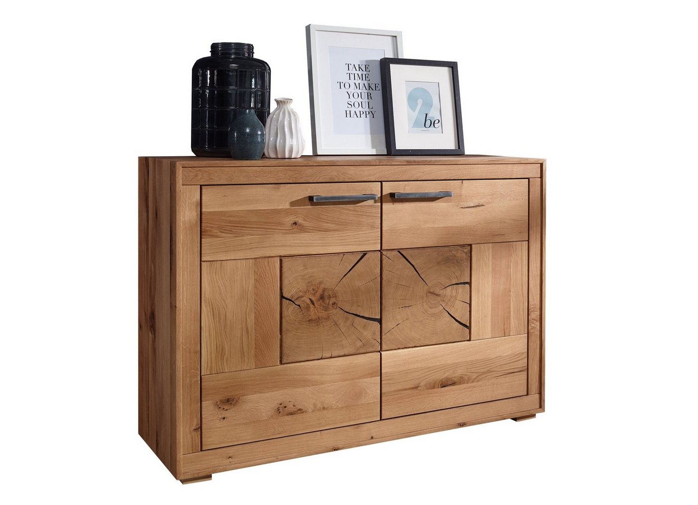 möbelando Sideboard WZ-0315 (BxHxT: 114x85,5x40 cm), aus Wildeiche in natur geölt mit 2 Türen und einem Einlegeboden von möbelando