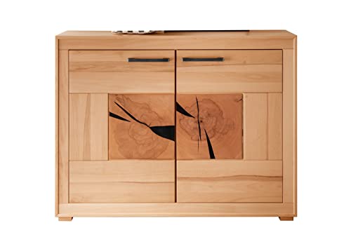 möbelando Sideboard WZ-0315 aus Kernbuche in Natur geölt mit 2 Türen und 2 Einlegeböden. Abmessungen (BxHxT) 110,3x85,5x40 cm von möbelando