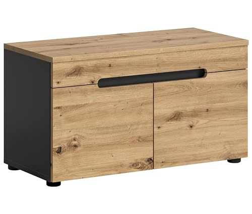 möbelando Sitzbank >Canu< in Basalt Grau/Artisan - 80x45x37cm (BxHxT) von möbelando