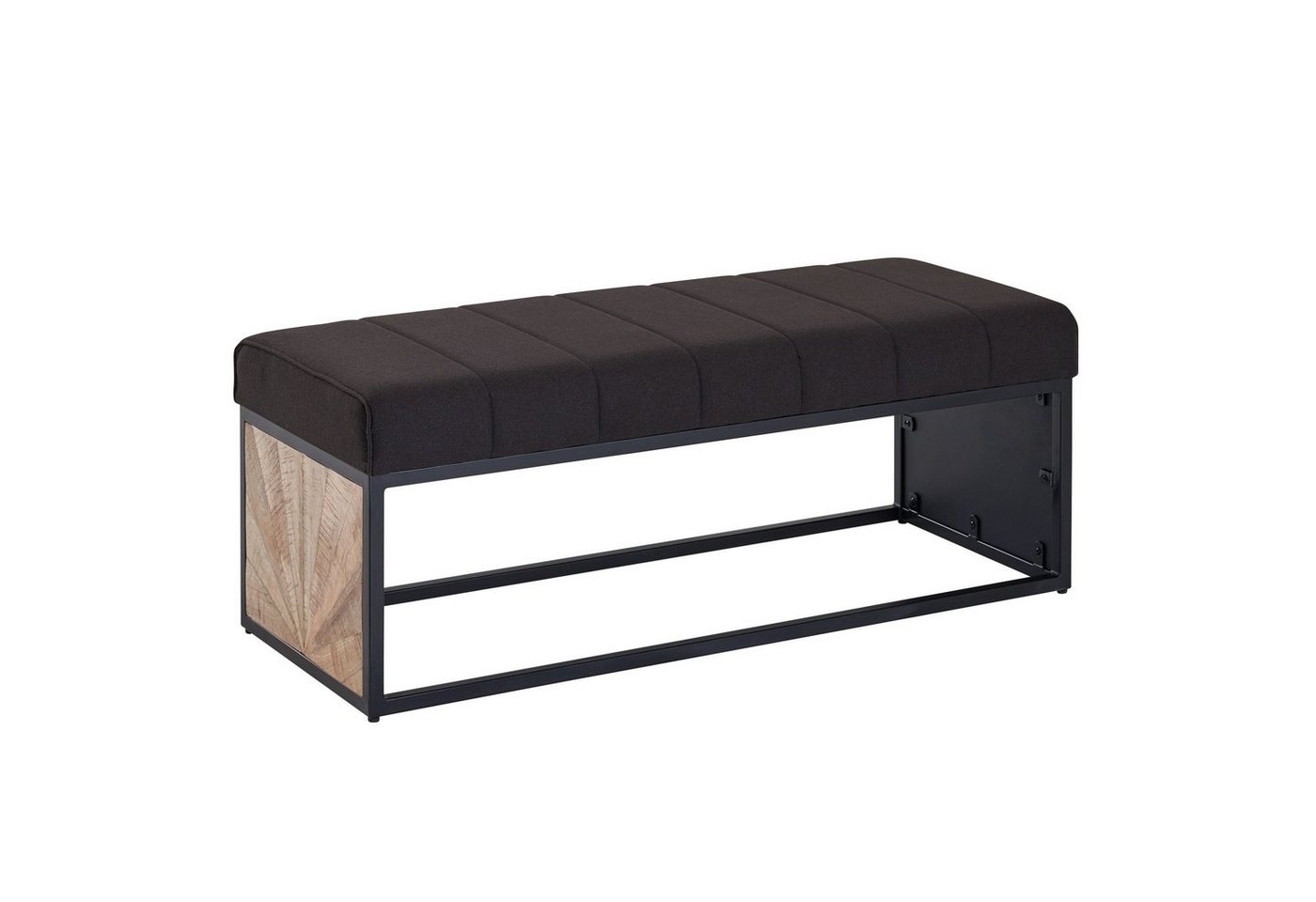 möbelando Sitzbank Sitzbank Stoff Schwarz 105x40x40 cm Flur Polsterba, Sitzbank Stoff Schwarz 105x40x40 cm Flur Polsterbank mit Metallgestell, Design Bettbank Schlafzimmer, Flurbank Garderobenbank von möbelando