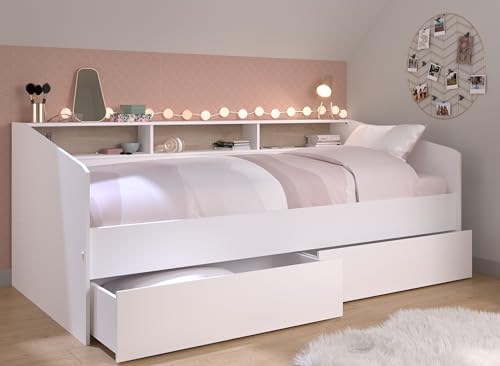 möbelando Stauraumbett >Sleep 4< in 23 - Weiss - 203x113x82cm (LxBxH) von möbelando