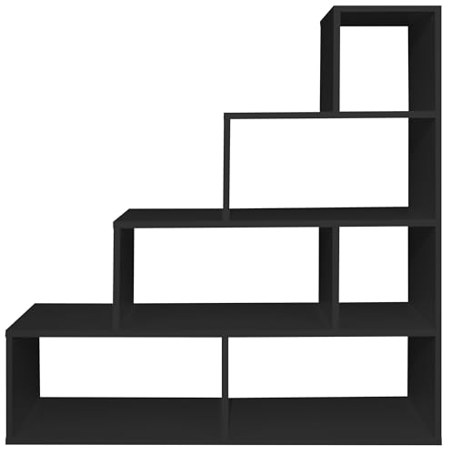 möbelando Stufenregal >Partition< auch als Raumteiler in anthrazit matt mit 6 Fächern, Holzwerkstoff Dekor, B/H/T 160/162/40 cm, modernes Design, vielseitig nutzbar, zerlegt geliefert von möbelando