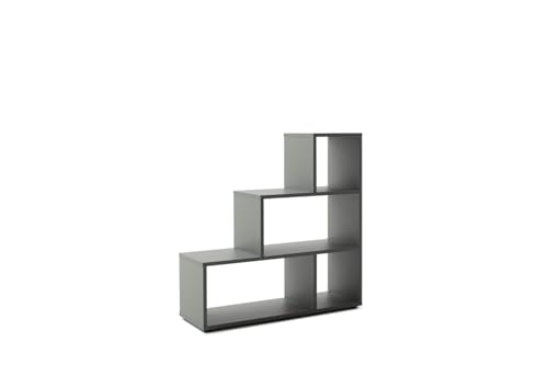 möbelando Stufenregal >Partition< in kreidegrau matt aus Holzwerkstoff Dekor, 4 Fächer, 120x122x40 cm (B/H/T), flexibel als Raumteiler oder Ablageregal einsetzbar, Made in Germany. von möbelando