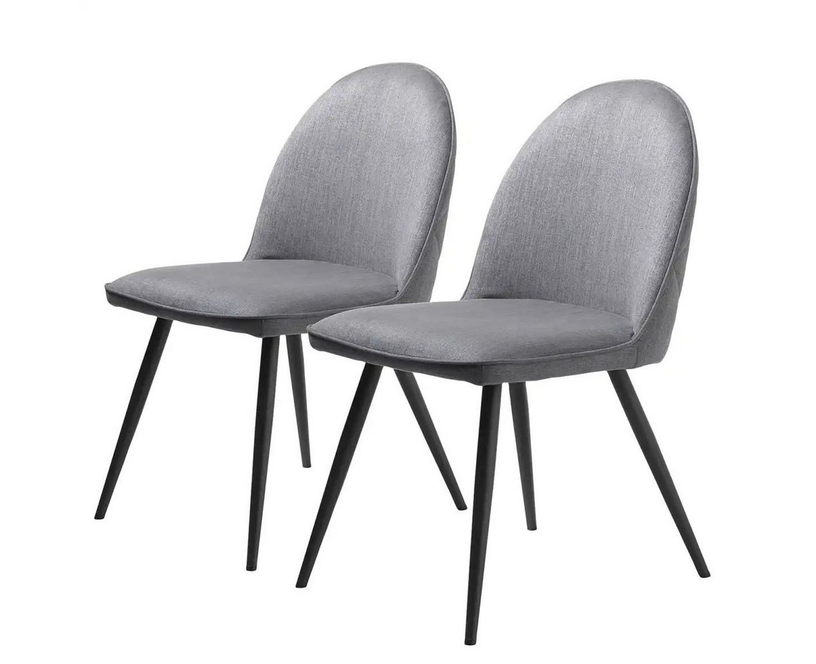 UNIQUE furniture A/S Stuhl aus Grau in Grau mit Absetzungen in Metall Schwarz Lackiert (2er-Set) von UNIQUE furniture A/S