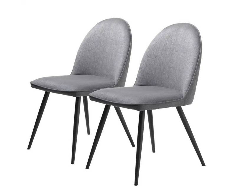 UNIQUE furniture A/S Stuhl aus Grau in Grau mit Absetzungen in Metall Schwarz Lackiert (2er-Set) von UNIQUE furniture A/S