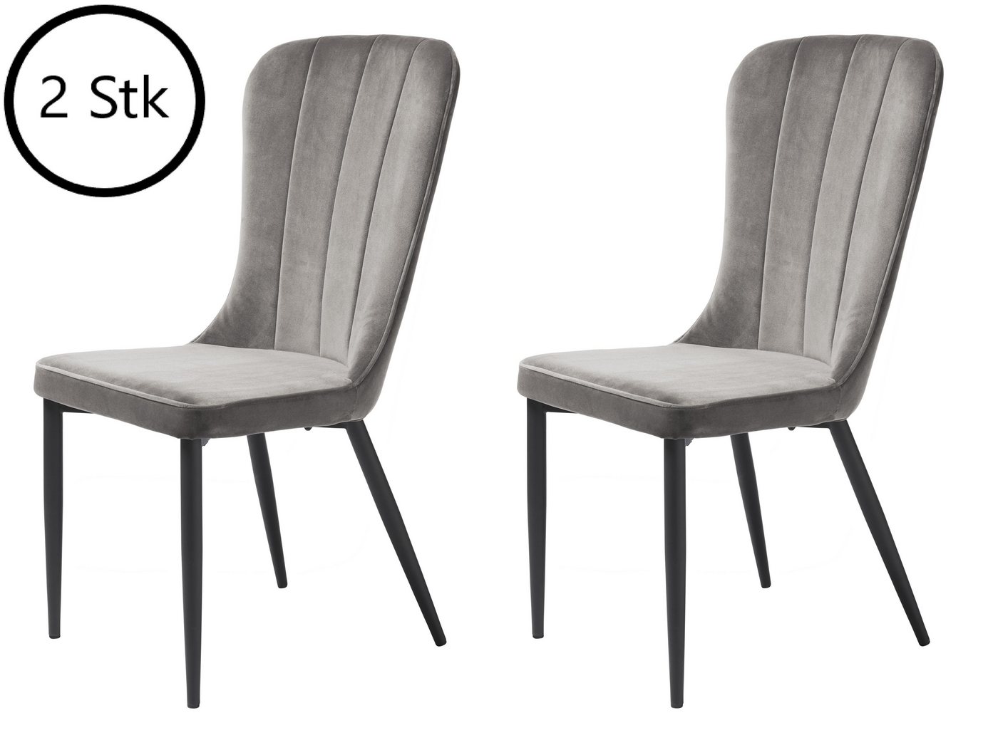 UNIQUE furniture A/S Stuhl aus Metall,Stoff in Grau (2er-Set) von UNIQUE furniture A/S