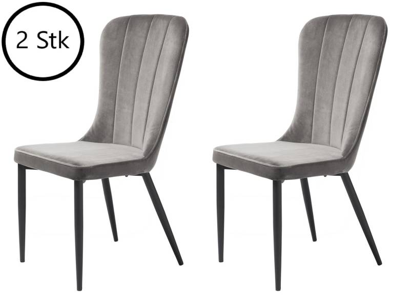 UNIQUE furniture A/S Stuhl aus Metall,Stoff in Grau (2er-Set) von UNIQUE furniture A/S