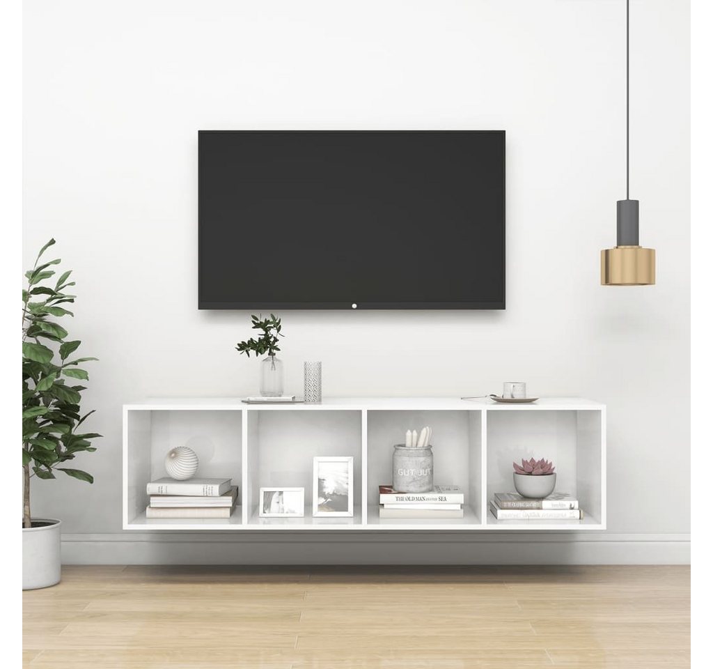 möbelando TV-Board 3007906 (LxBxH: 37x37x142,5 cm), in Hochglanz-Weiß von möbelando