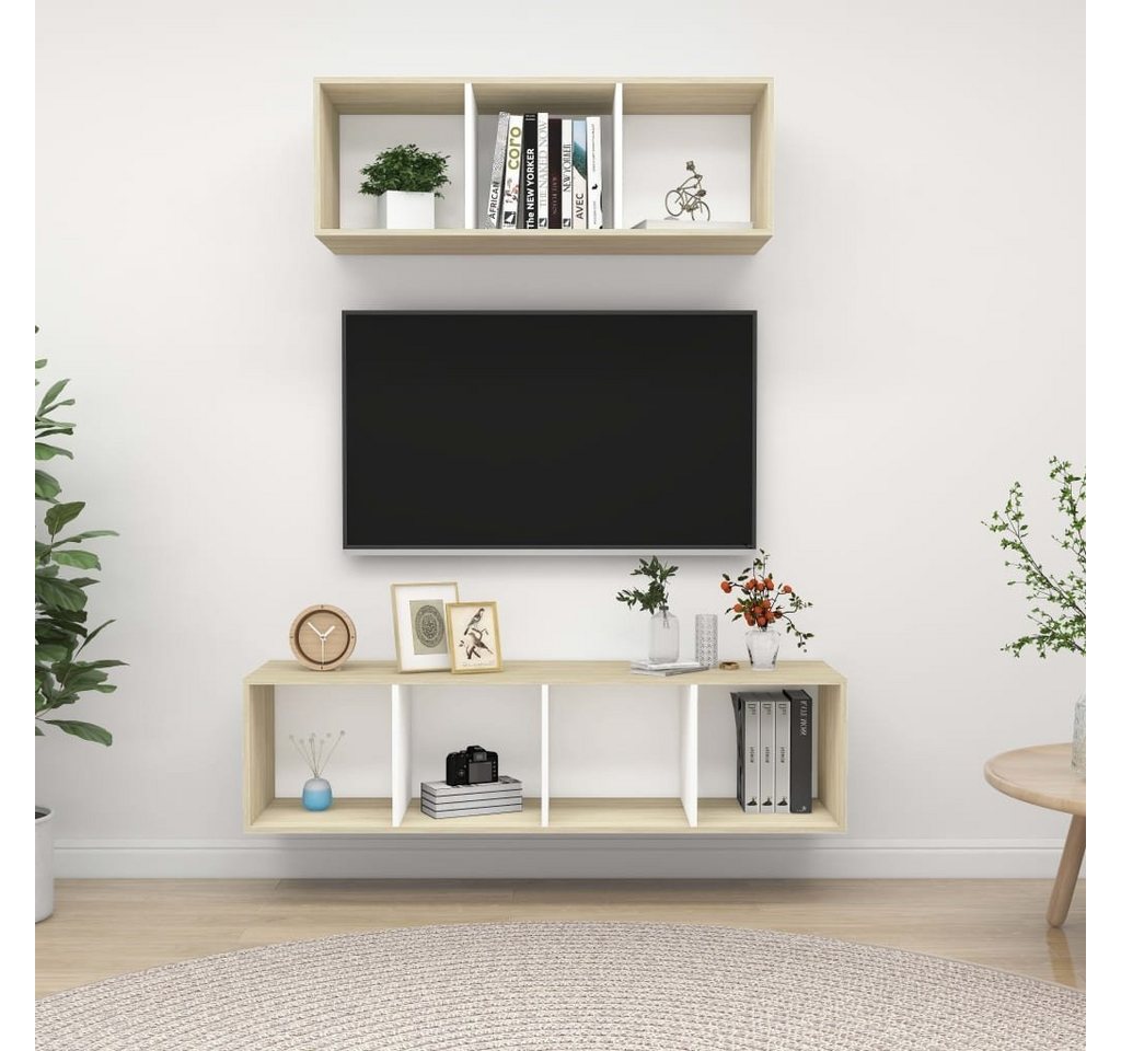 möbelando TV-Board Bahrenborstel (B/H/T: 142x37x37 cm), in Weiß und Sonoma-Eiche von möbelando