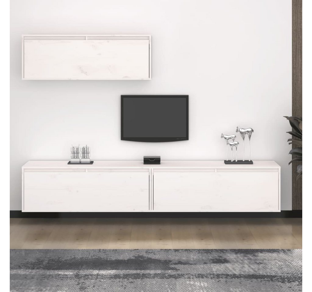 möbelando TV-Board Bergweiler (B/H/T: 100x35x30 cm), aus Kiefer-Massivholz in Weiß von möbelando