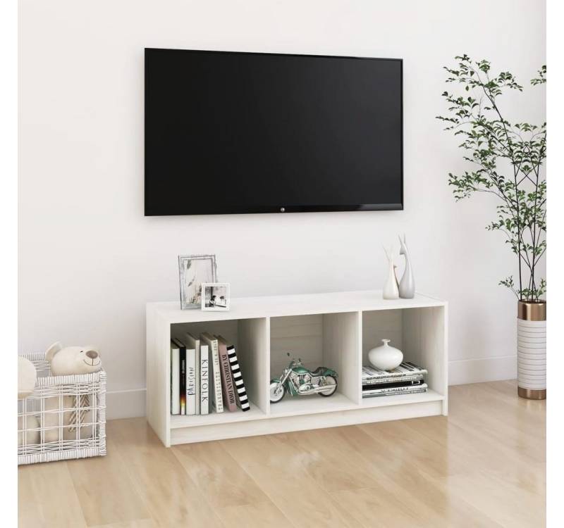 möbelando TV-Board Holzhausen (B/H/T: 104x41x33 cm), aus Massivholz in Weiß von möbelando