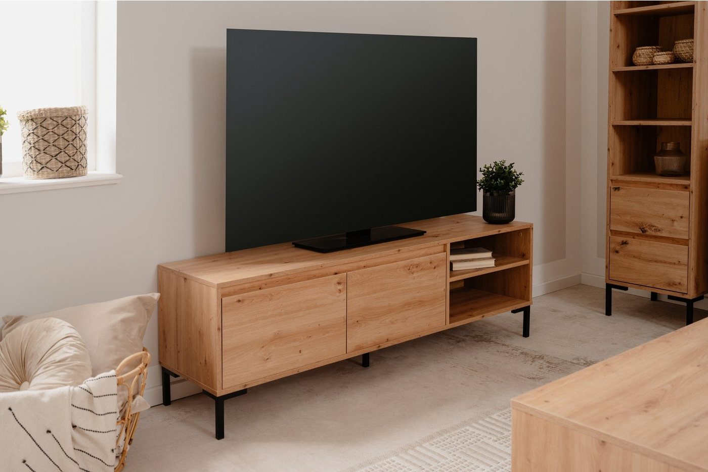 möbelando TV-Board Korsika (BxHxT: 150x49x40 cm), in Dekor Artisan Oak von möbelando