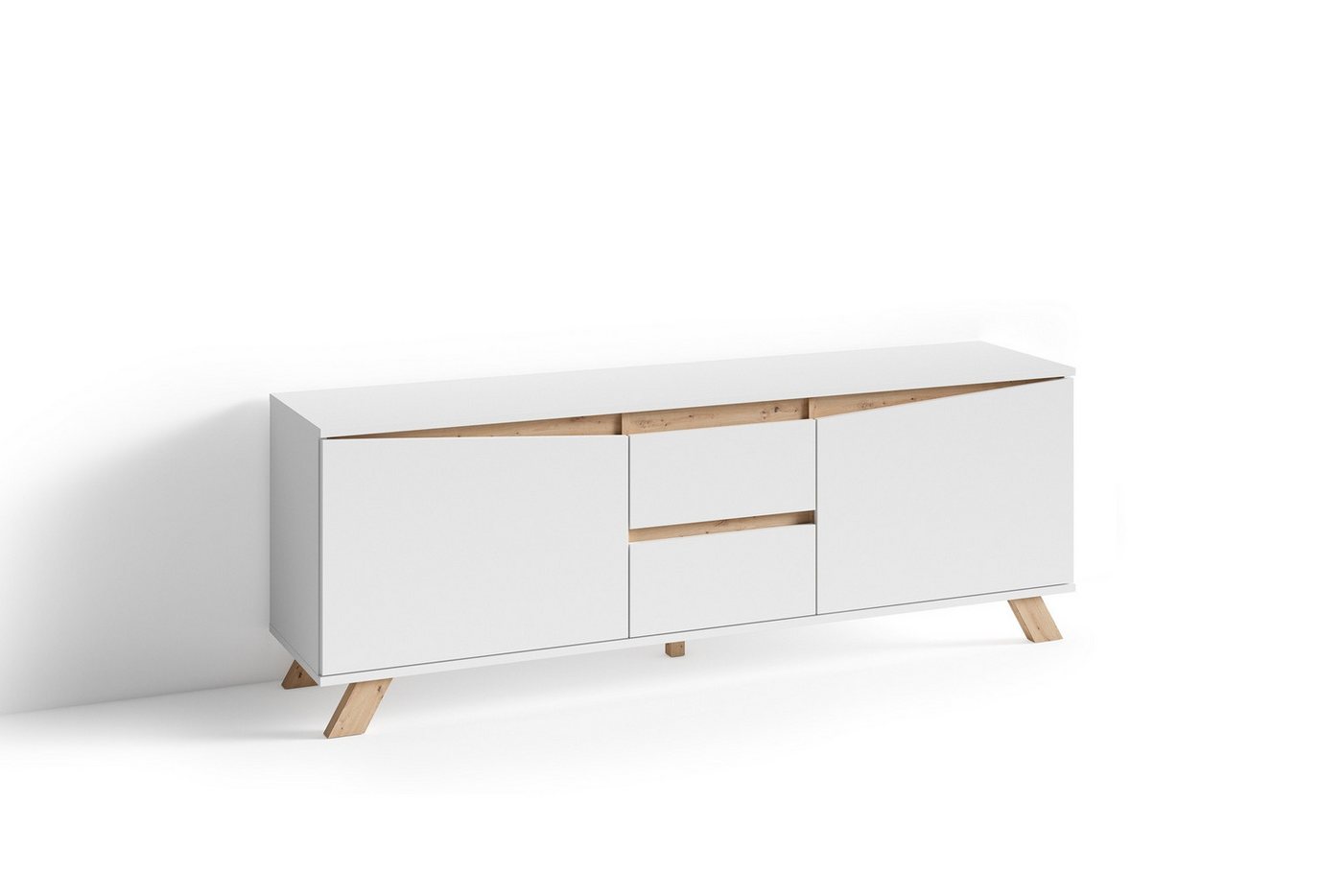 freiraum TV-Board VALENTIN (BxHxT: 160x60x38 cm), in weiß mit 2 Schubladen und 2 Türen von freiraum