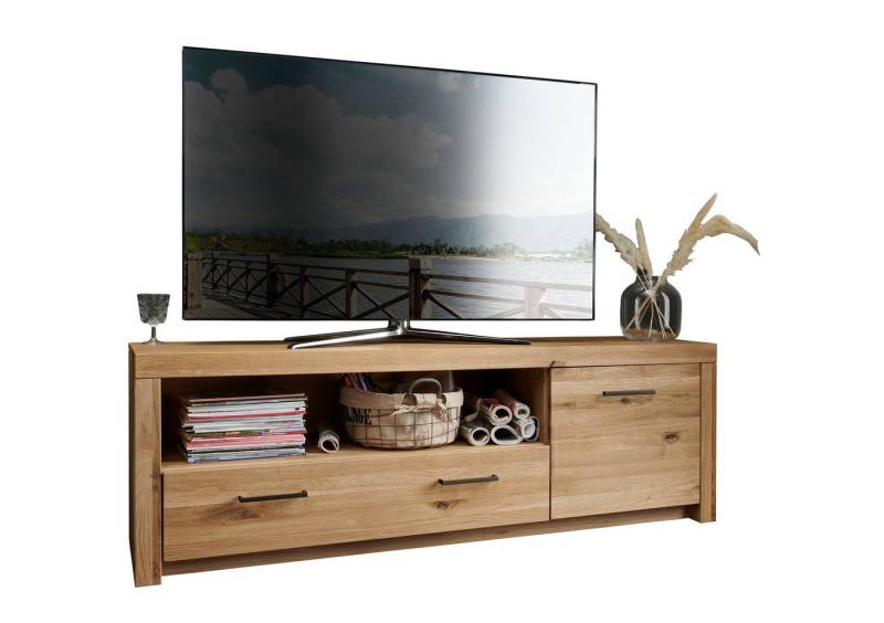 möbelando TV-Board WZ-0169 (BxHxT: 170,4x56x40 cm), aus Wildeiche in natur geölt mit einer Tür und einem Einlegeboden von möbelando