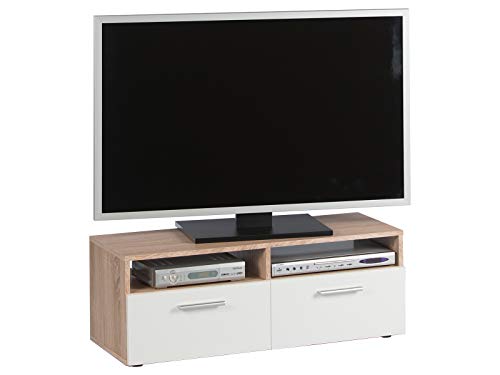 möbelando TV-Lowboard Fernsehtisch Rack Unterschrank HiFi Element Sideboard Ruth I Sonoma-Eiche/Weiß von möbelando