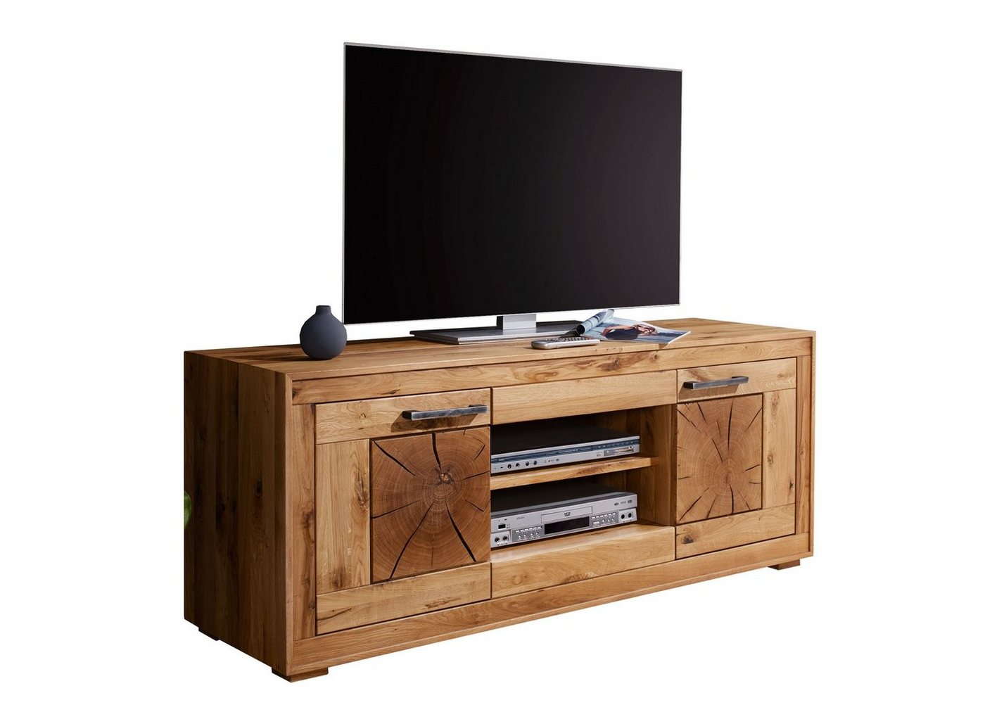 möbelando TV-Wand WZ-0315, (BxHxT: 150x62,1x46 cm), aus Wildeiche in natur geölt mit 2 Türen von möbelando