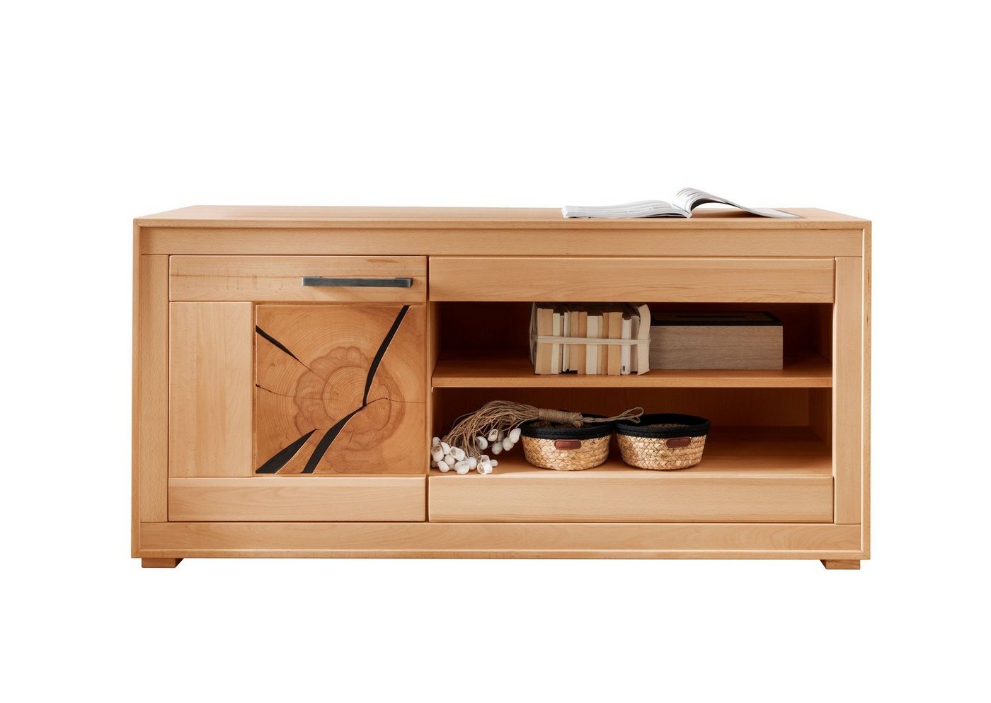 G+K Möbelvertriebs GmbH TV-Wand aus Kernbuche in natur geölt mit einer Tür, (BxHxT: 130x62x46 cm) von G+K Möbelvertriebs GmbH