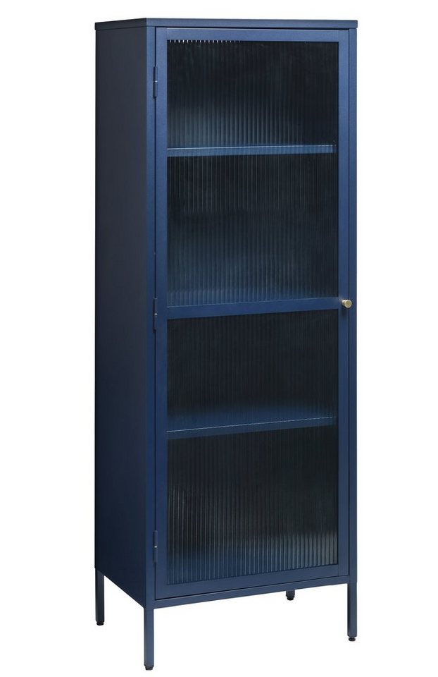 möbelando Vitrine BRONCO (B/H/T: 58x160x40 cm) aus Metall in blau von möbelando