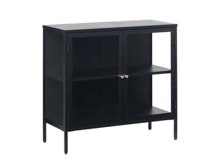 möbelando Vitrine CARMEL (B/H/T: 90x85x40 cm) aus Metall Schwarz Lackiert in Metall Schwarz Lackiert, schwarz von möbelando