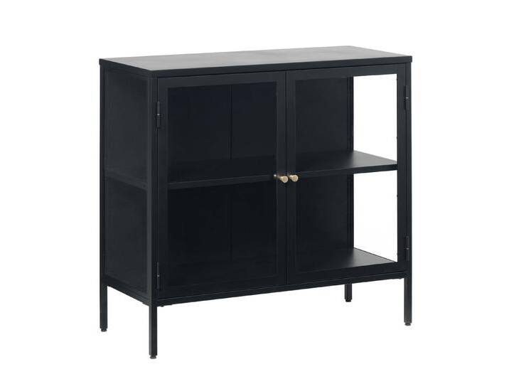 möbelando Vitrine CARMEL (B/H/T: 90x85x40 cm) aus Metall Schwarz Lackiert in Metall Schwarz Lackiert, schwarz von möbelando