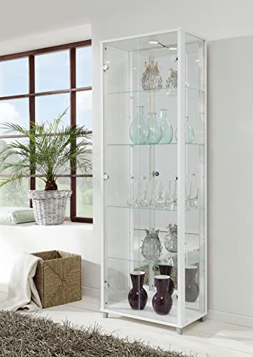 möbelando Vitrine Glasvitrine Standvitrine Vitrinenschrank Berlin V Weiß von möbelando