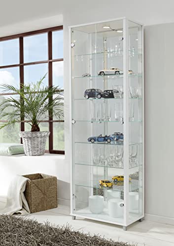 möbelando Vitrine Glasvitrine Standvitrine Vitrinenschrank Berlin VI Weiß von möbelando