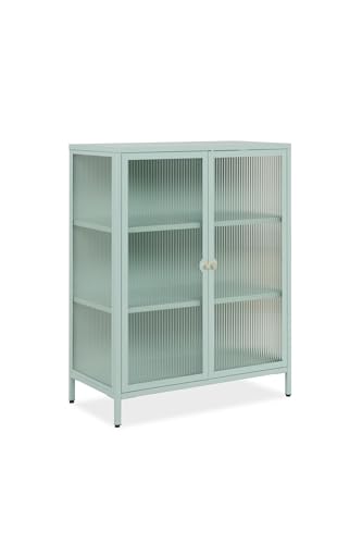 möbelando Vitrine >Milton< in mintgrün, Stahl - 80x101,5x40cm (BxHxT) von möbelando