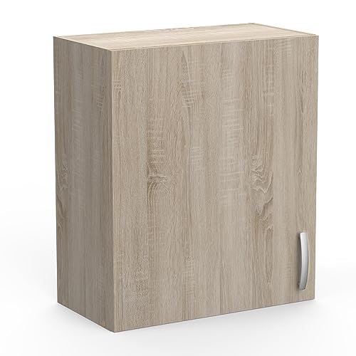 möbelando Wandhängeschrank >Paprika< in Sonoma Eiche/Beton - 60x70x30cm (BxHxT) von möbelando