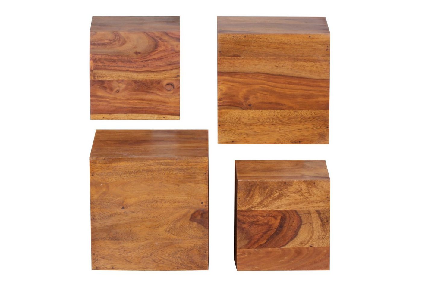 möbelando Wandregal 4er Set Wandregale MUMBAI Massivholz Sheesham, 4er Set Wandregale MUMBAI Massivholz Sheesham Holzregal Landhaus-Stil Hängeregal 25cm und 20cm Echt-Holz Wandboard von möbelando