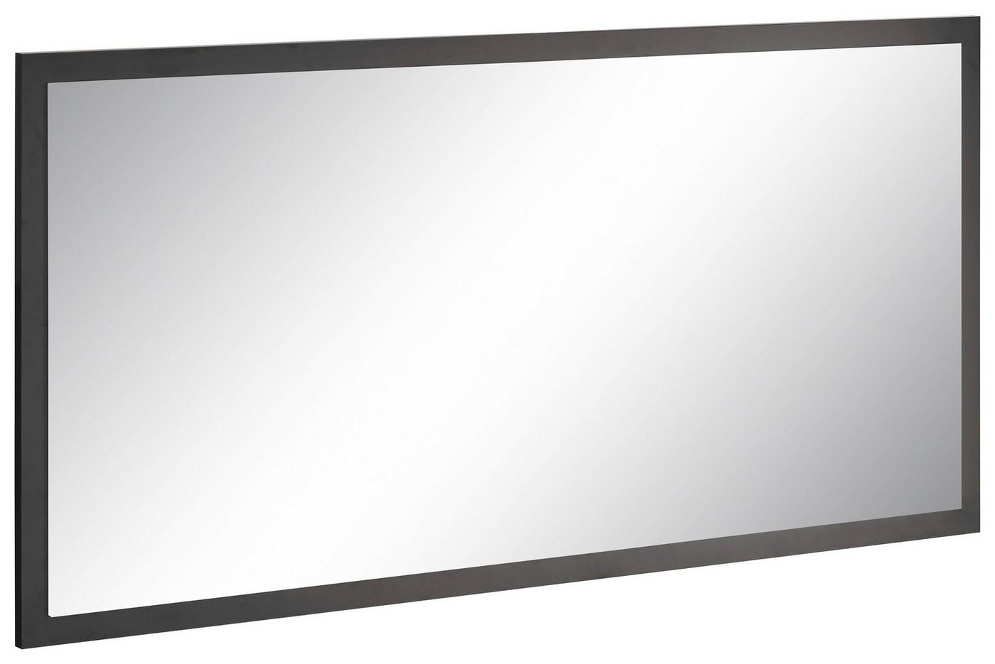 möbelando Wandspiegel Magione, Moderner Spiegel, Trägerplatte aus Spanplatte in Anthrazit Hochglanz. Breite 120 cm, Höhe 60 cm, Tiefe 2 cm von möbelando