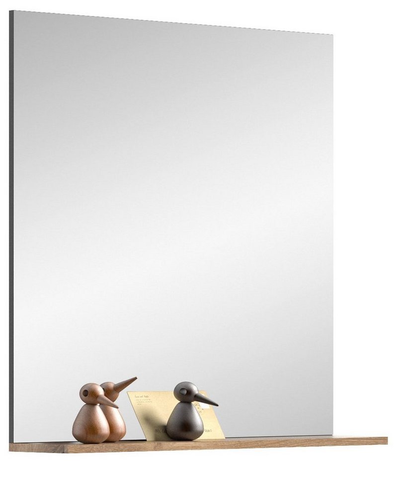 möbelando Wandspiegel »Missoula«, Schlichter Spiegel in dezenter Optik mit Ablage in "Nox Oak". Breite 90 cm, Höhe 84 cm, Tiefe 16 cm. von möbelando