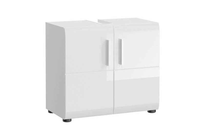 möbelando Waschbeckenunterschrank Ice (BxHxT: 60x54x32 cm) in weiß/weiß hochglanz mit 2 Türen und 2 Fächern von möbelando
