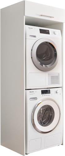 möbelando Waschmaschinenumbauschrank >LAUNDREEZY< in weiß - 67,5x200x67,5 (BxHxT) von möbelando