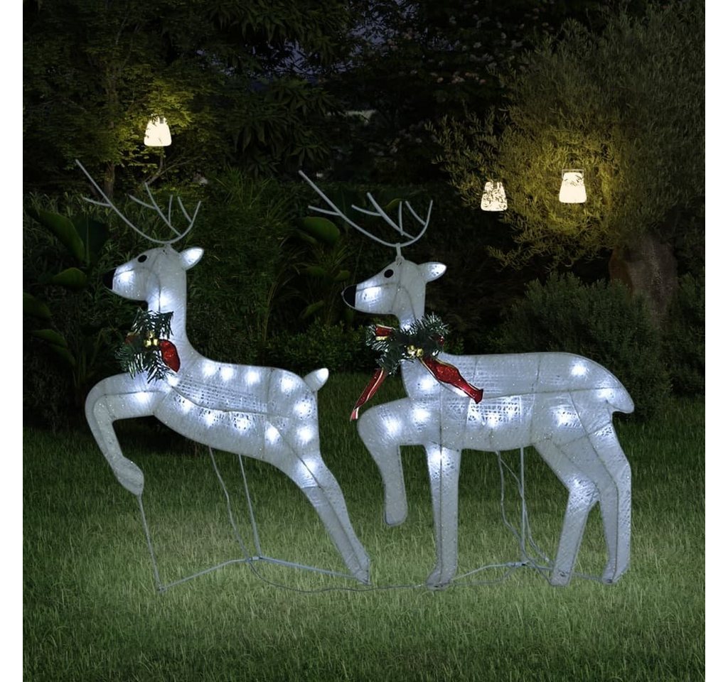 möbelando Weihnachtsfigur 3013528 (2er-Set), mit 40 LEDs aus Mesh, Metall in Weiß. Abmessungen (H) 64 cm von möbelando