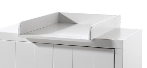 möbelando Wickelaufsatz >Erik< in Weiß aus Massiv Kiefer und MDF - 76x10x54cm (BxHxT) von möbelando