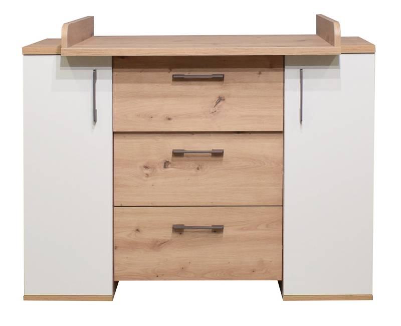 Mäusbacher Wickelkommode in asteiche / weiß matt lack mit 3 Schubladen und 2 Türen von Mäusbacher