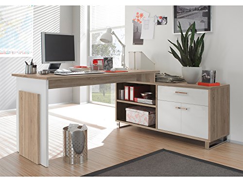 möbelando Winkelschreibtisch Schreibtisch Büroschreibtisch Eckschreibtisch Margate I Sonoma-Eiche/Weiß möbelando Winkelschreibtisch Schreibtisch Büroschreibtisch Eckschreibtisch Margate I Sonoma-Eiche/Weiß von möbelando