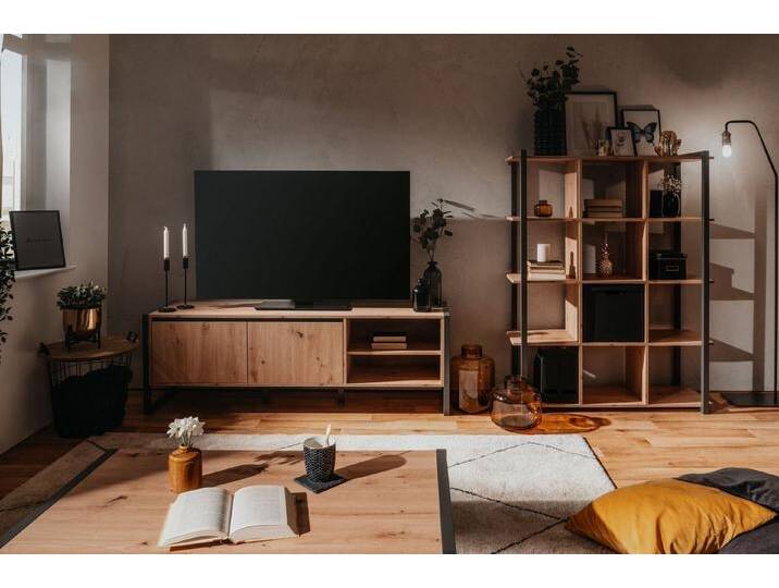 möbelando Wohnzimmer-Set Arvada, (3 teilig), aus MDF in Artisan Eiche / Anthrazit mit einer Schublade und 2 Türen., braun von möbelando