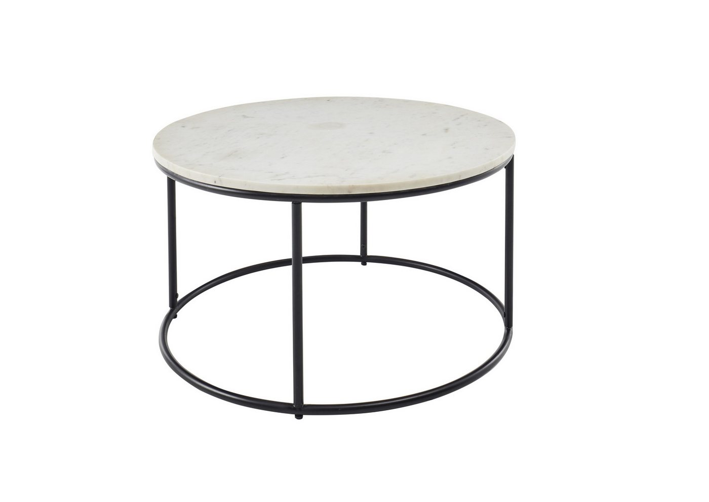 möbelando Wohnzimmertisch Belfort (DxH: 80x46 cm), aus Marmor weiß, Metall in schwarz von möbelando