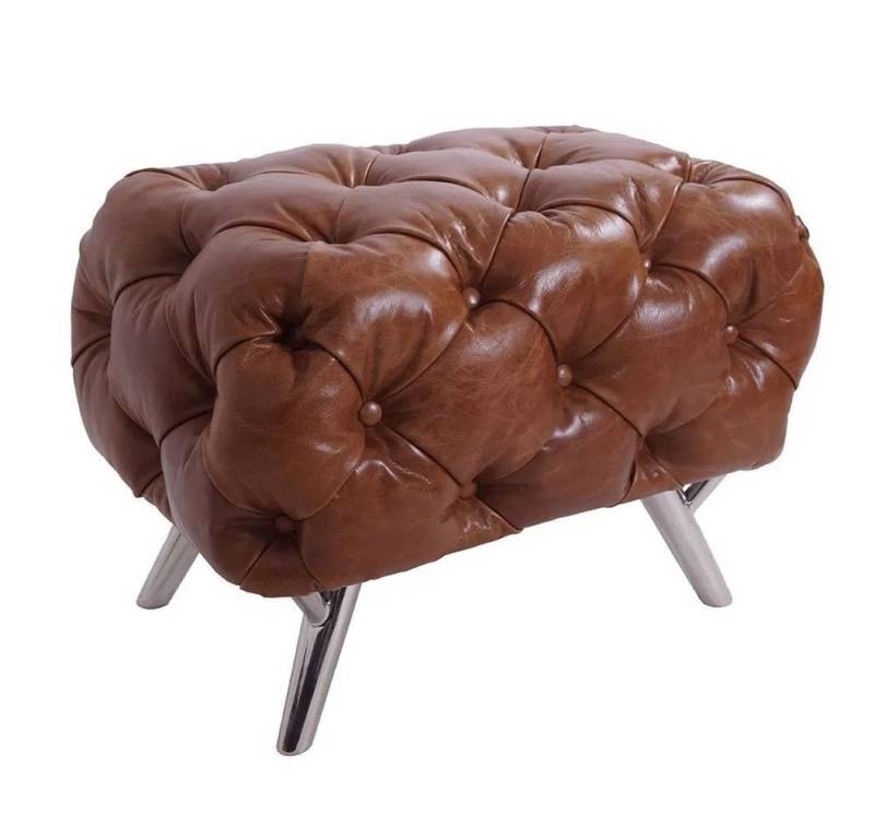moebelfaktor Hocker, Polster im Chesterfield-Look, besonders weiches Leder, Chromfüße von moebelfaktor