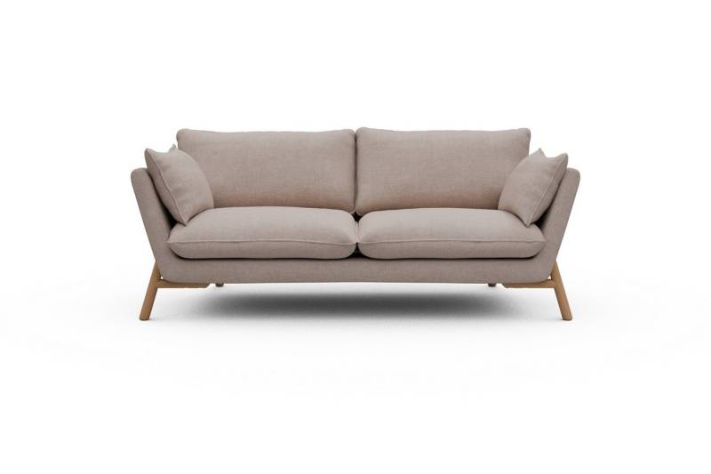 moebelfaktor Sofa Emil 2-Sitzer Beinfarbe Eiche Natur, schräg gestellte Armlehnen, hoher Rücken von moebelfaktor